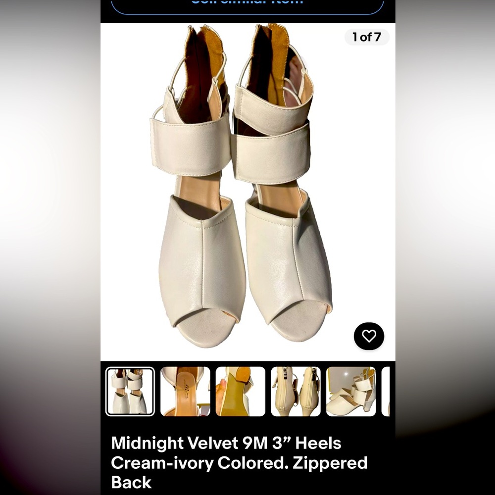 Midnight Velvet. Ivory/Beige block heel 3” 9M shoes/heels for women